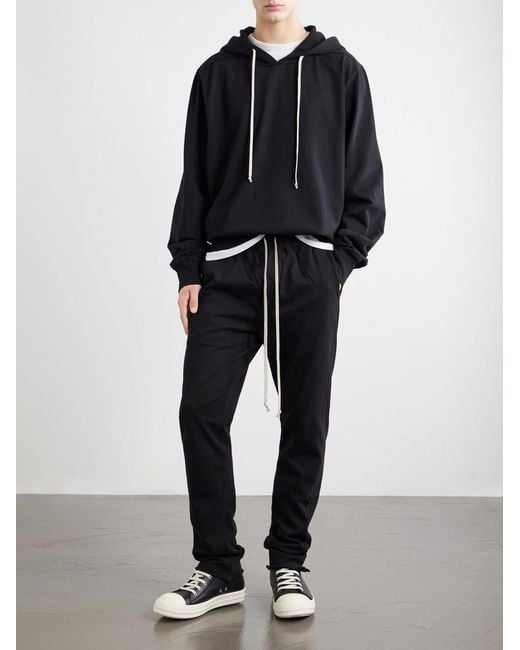 Rick Owens Black Berlin Tapered Cotton-Jersey Sweatpants for men
