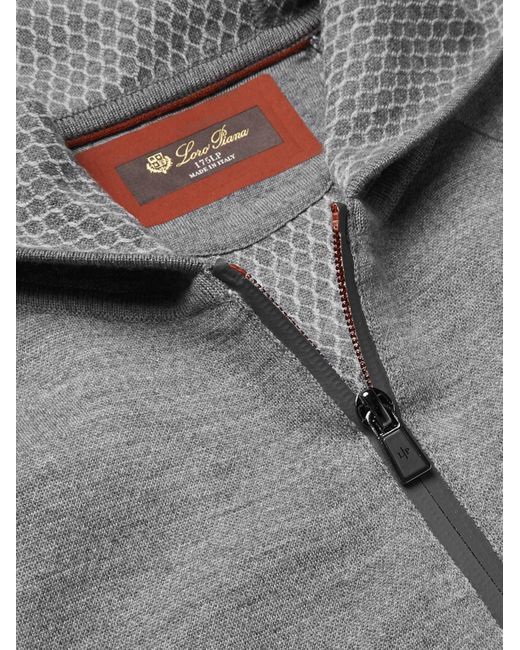 Loro Piana Gray Mélange Virgin Wool-Blend Zip-Up Hoodie for men