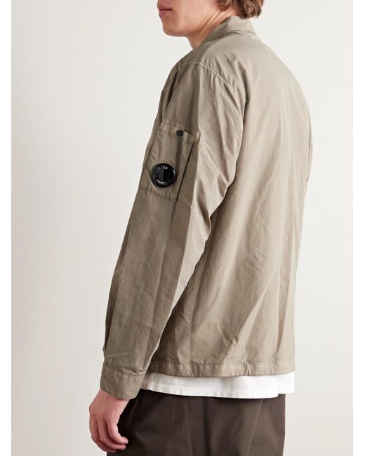 C P Company Hemdjacke aus "Flatt"-Nylon mit Webband und Logodetail in Stückfärbung in Natural für Herren
