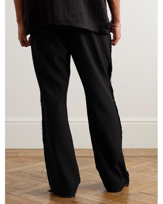 Needles Black Straight-leg Logo-embroidered Fringed Jersey Track Pants for men