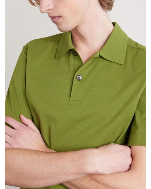 Dries Van Noten Green Cotton-Jersey Polo Shirt for men