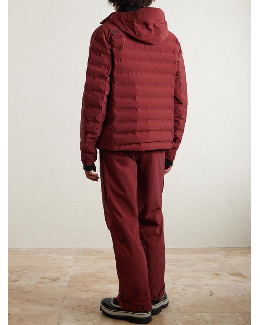 Aztech Mountain Red Pyramid Quilted Hooded Ski Jacket for men