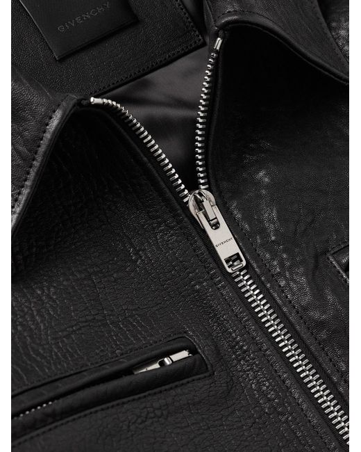 Givenchy Black Padded Crinkled-Leather Jacket for men