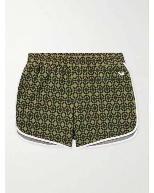 Wales Bonner Green The Selassie Straight-leg Jacquard-knit Stretch Organic Cotton Shorts for men