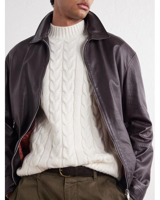 Slowear Natural Zanone Slim-Fit Cable-Knit Virgin Wool Sweater for men