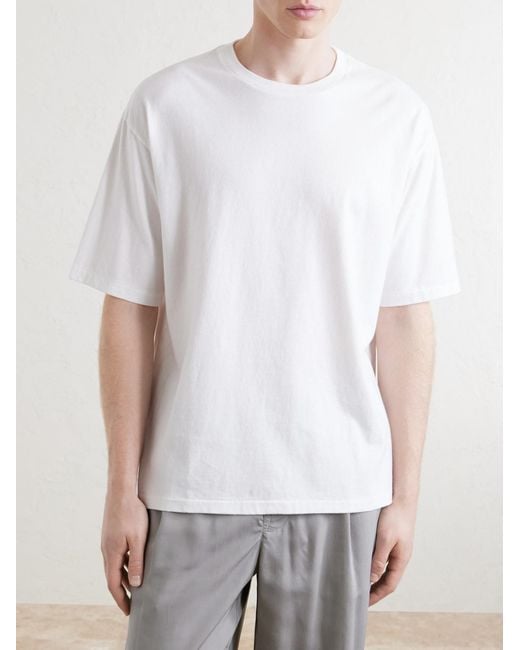 Auralee White Organic Cotton-Jersey T-Shirt for men
