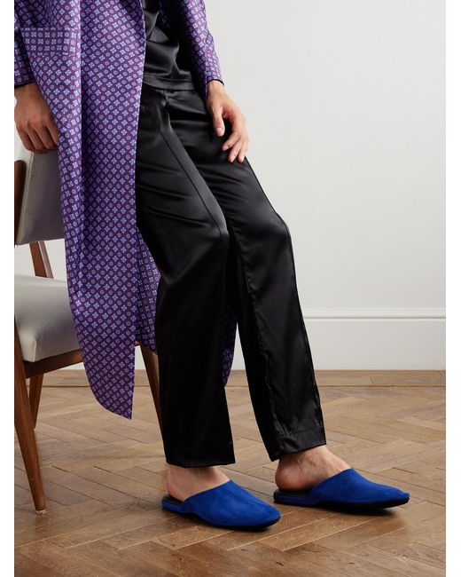 Charvet Blue Suede Slippers for men