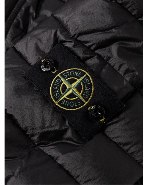 Stone Island Black Garment-dyed Logo-appliquéd Quilted Nylon Down Jacket for men