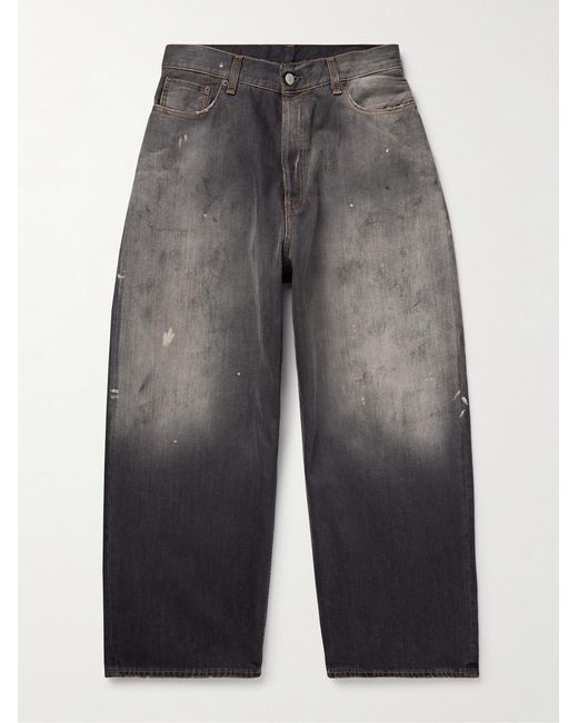 Acne Gray 2023M Wide-Leg Distressed Paint-Splattered Jeans for men