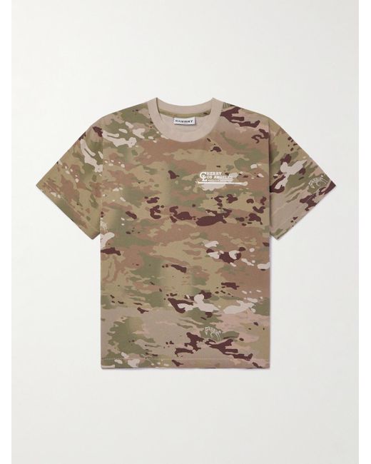 CHERRY LA Gray American Outdoorsman Garment-dyed Camouflage-print Cotton-jersey T-shirt for men