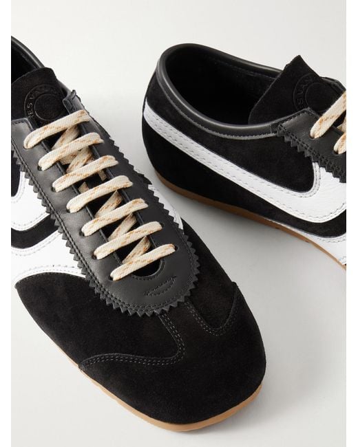 Dries Van Noten Black Leather-Trimmed Suede Sneakers for men
