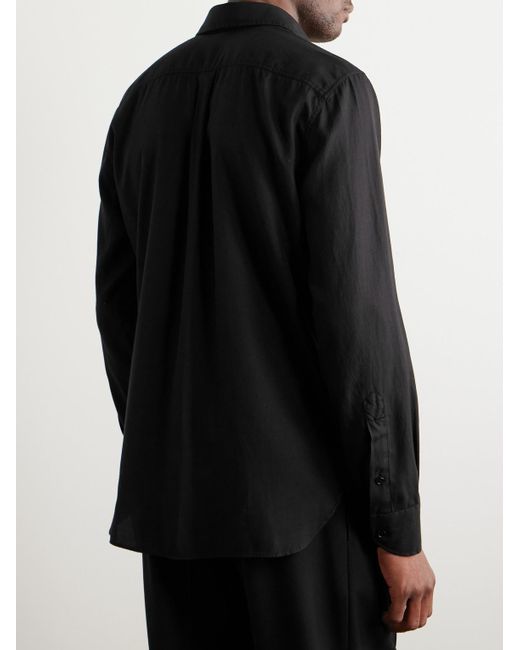 Tom Ford Black Cutaway-collar Twill Shirt for men