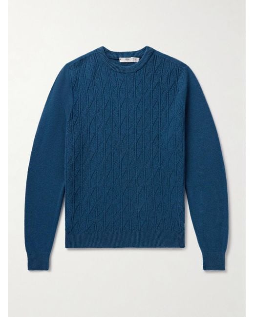 Inis Meáin Blue Slim-fit Cable-knit Merino Wool And Cashmere-blend Sweater for men