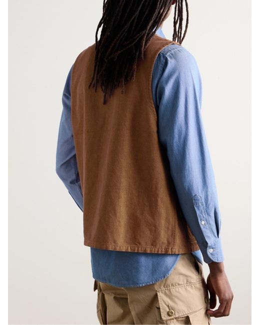 Beams Plus Brown Cotton-Canvas Gilet for men