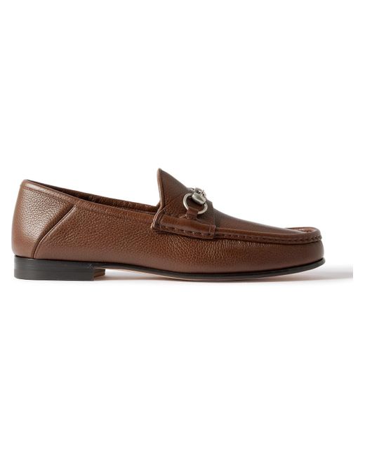 Gucci Brown Horsebit 1953 Collapsible-Heel Embellished Full-Grain Leather Loafers for men