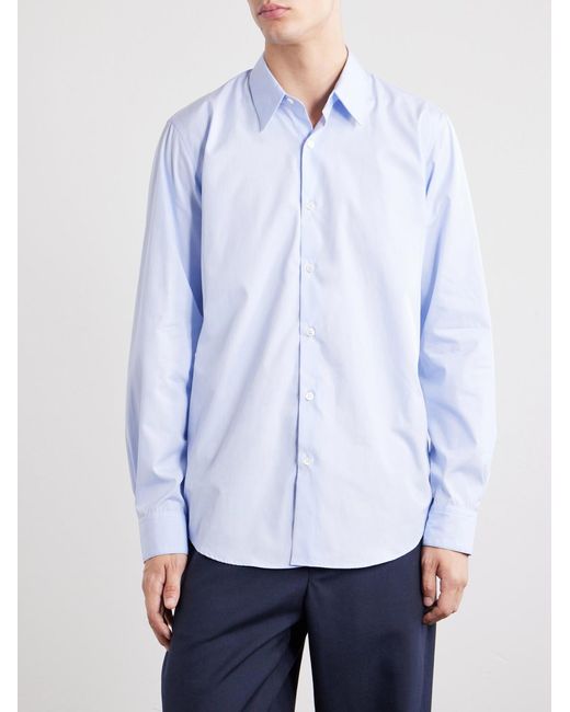 Dries Van Noten Blue Curles Cotton-poplin Shirt for men