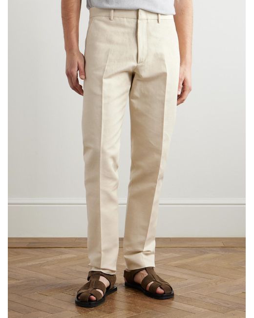 Loro Piana Natural Cedric Tapered Cotton And Linen-Blend Canvas Trousers for men