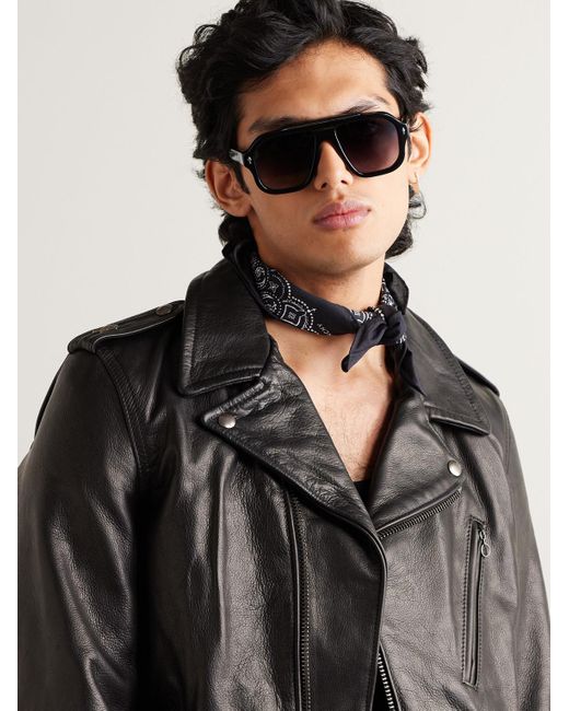 Jacques Marie Mage Black Octavian Aviator-style Acetate And Silver-tone Sunglasses for men