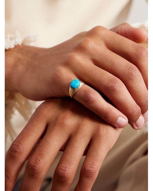 Jacquie Aiche Scarab Gold Turquoise Ring in Blue for Men | Lyst Canada