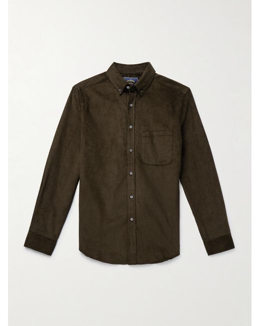 Portuguese Flannel Green Lobo 2.0 Button-down Collar Cotton-corduroy Shirt for men