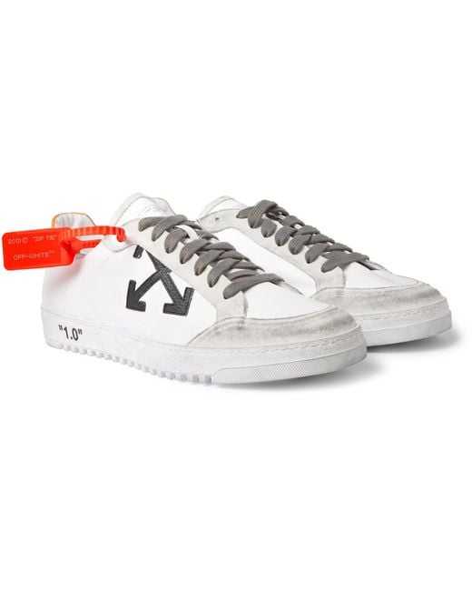 Off-White c/o Virgil Abloh White 2.0 Distressed Suede-trimmed Leather Sneakers for men