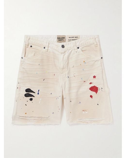 GALLERY DEPT. Natural Flea Carpenter Straight-Leg Distressed Paint-Splattered Denim Shorts for men