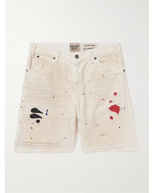 GALLERY DEPT. Flea Carpenter gerade geschnittene Jeansshorts mit Farbspritzern in Distressed-Optik in Natural für Herren