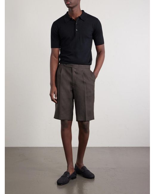 De Petrillo Gray Straight-Leg Linen Shorts for men