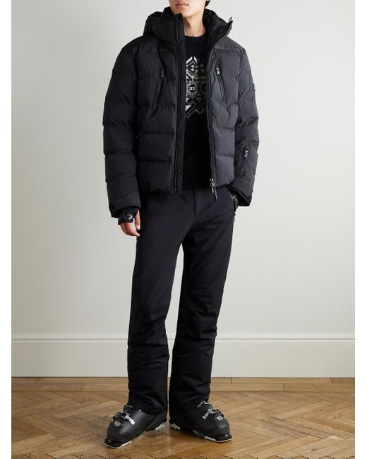 Bogner Black Blaine Panelled Quilted Shell Hooded Jacket for men