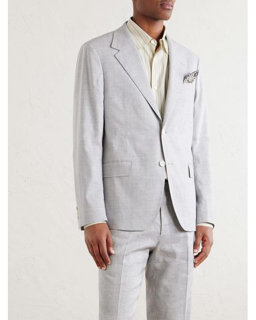 Mr P. Gray Wool And Linen-blend Suit Jacket for men
