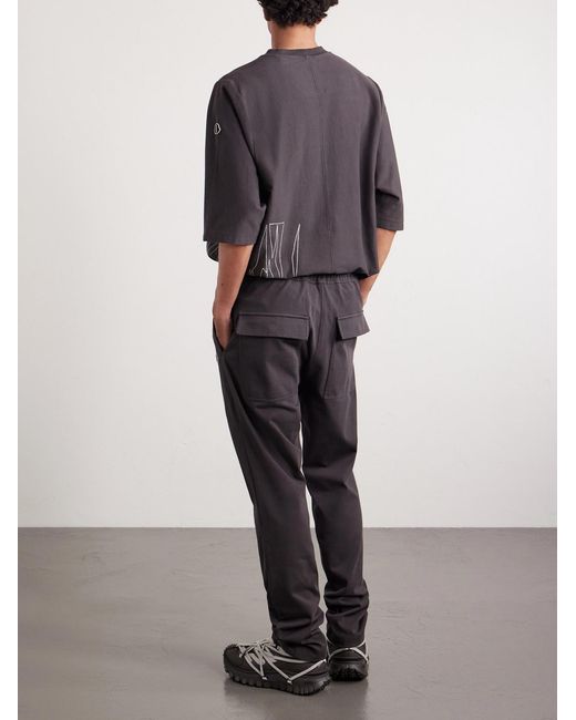 Rick Owens Brown Moncler Straight-leg Logo-appliquéd Embroidered Cotton-jersey Sweatpants for men