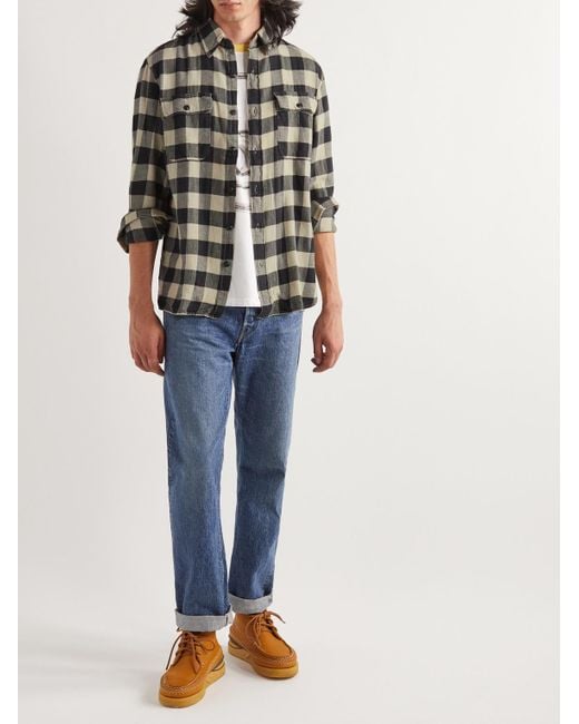 RRL Gray Matlock Checked Cotton And Linen-Blend Twill Shirt for men