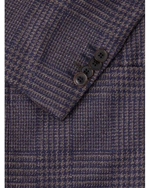 Paul Smith Blue Prince Of Wales Wool And Silk-Blend Suit Jacket for men