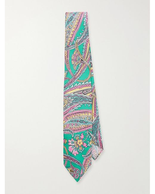 Drake's Blue 7Cm Nouveau Leaves Printed Silk-Shantung Tie for men