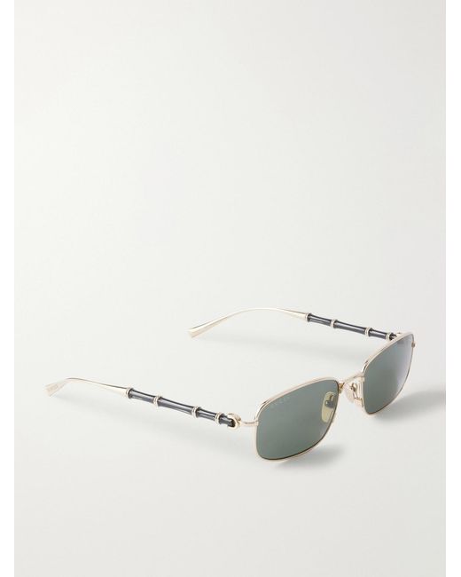 Gucci Metallic Bamboo Square-Frame-Tone And Acetate Sunglasses for men