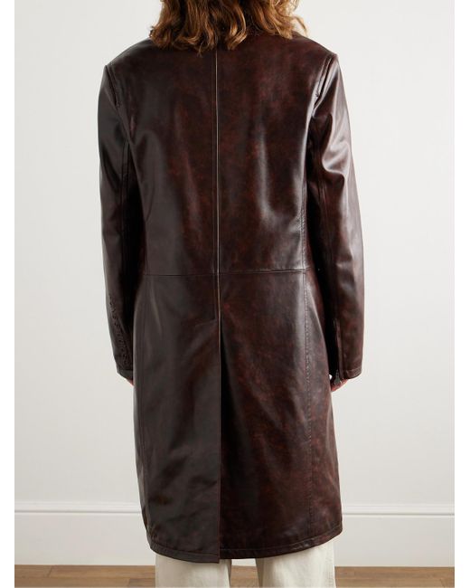 Acne Brown Leather Coat for men