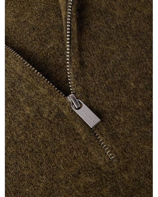 Barena Green Alpaca-Blend Half-Zip Sweater for men