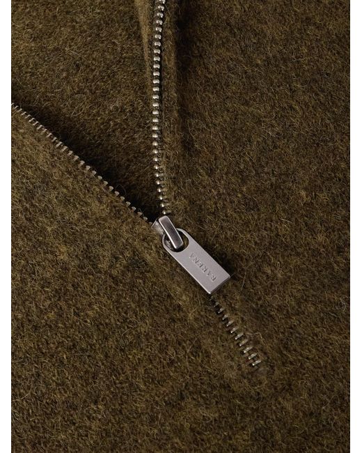 Barena Green Alpaca-Blend Half-Zip Sweater for men