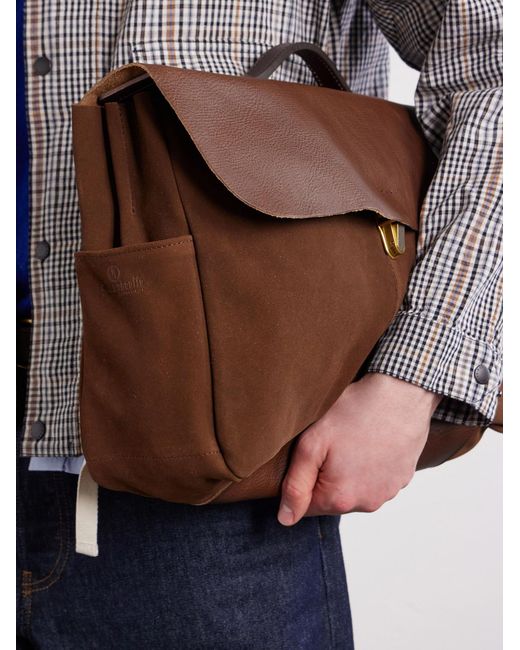 Bleu De Chauffe Brown Charles Leather-Trimmed Suede Briefcase for men