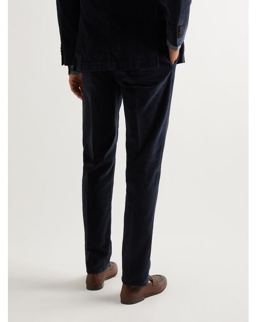 Boglioli Blue Straight-Leg Cotton-Velvet Suit Trousers for men