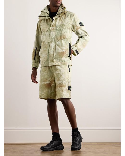 Stone Island Jacke aus Shell mit Logoapplikation und Camouflage-Print in Natural für Herren