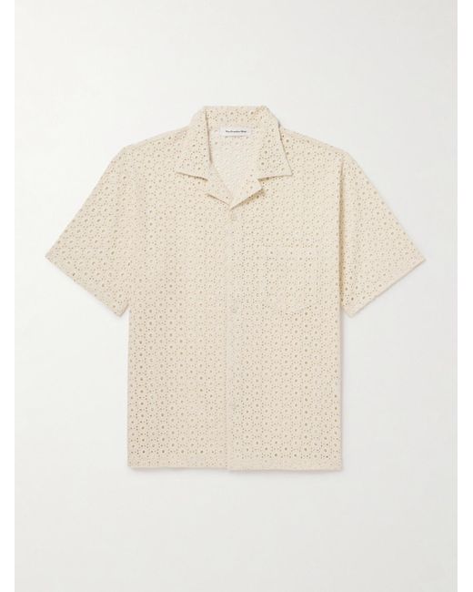 Frankie Shop Landon Hemd aus Baumwolle mit Lochstickerei und Reverskragen in Natural für Herren