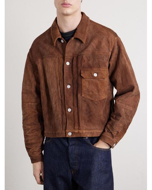 Visvim Brown 102X Cropped Leather Jacket for men