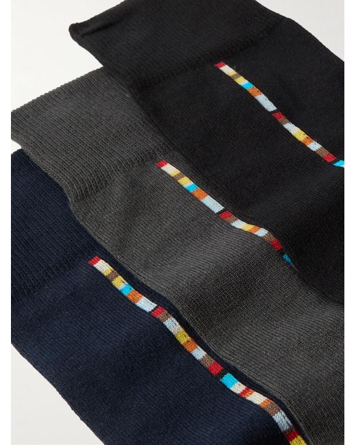 Paul Smith Set aus drei Paar Socken aus einer Biobaumwollmischung mit Streifen in Black für Herren