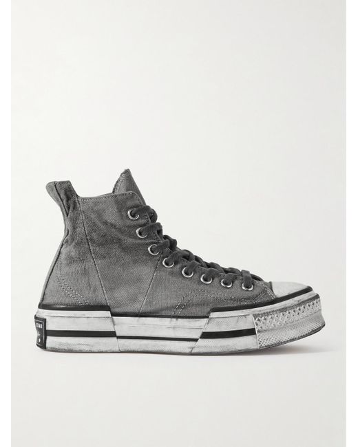 Converse Gray Chuck 70 Plus Distressed Panelled Canvas High-top Sneakers for men