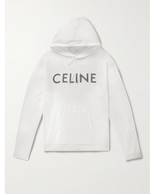 Céline Natural Logo-print Cotton-mesh Hoodie for men
