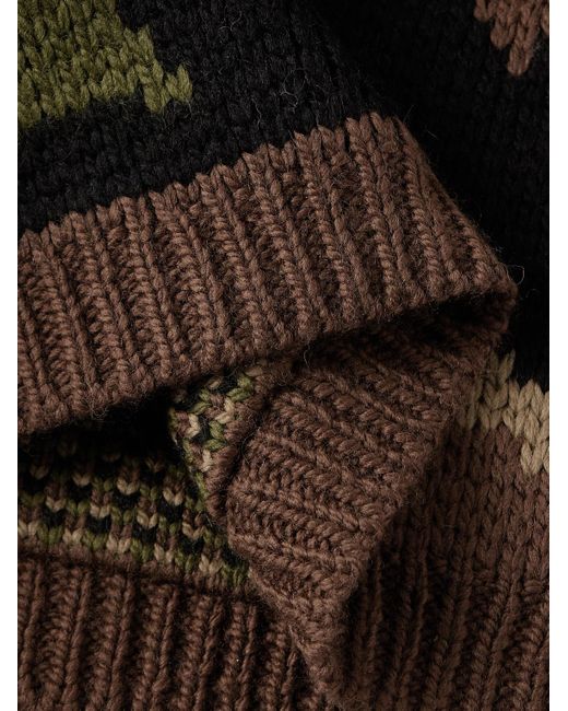 Bode Green Camouflage Merino Wool Sweater for men