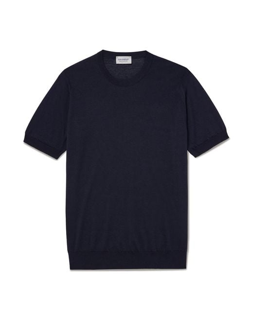 John Smedley Men's Blue Hilcote Merino Wool And Sea Island Cotton-Blend T-Shirt