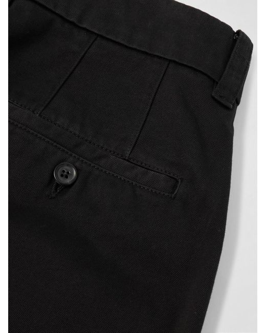 Thom Browne Black Utility Tapered Garment-Dyed Cotton-Twill Trousers for men