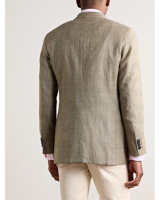 Sid Mashburn Natural Virgil No.2 Slim-Fit Prince Of Wales Checked Cotton, Silk And Linen-Blend Hopsack Blazer for men